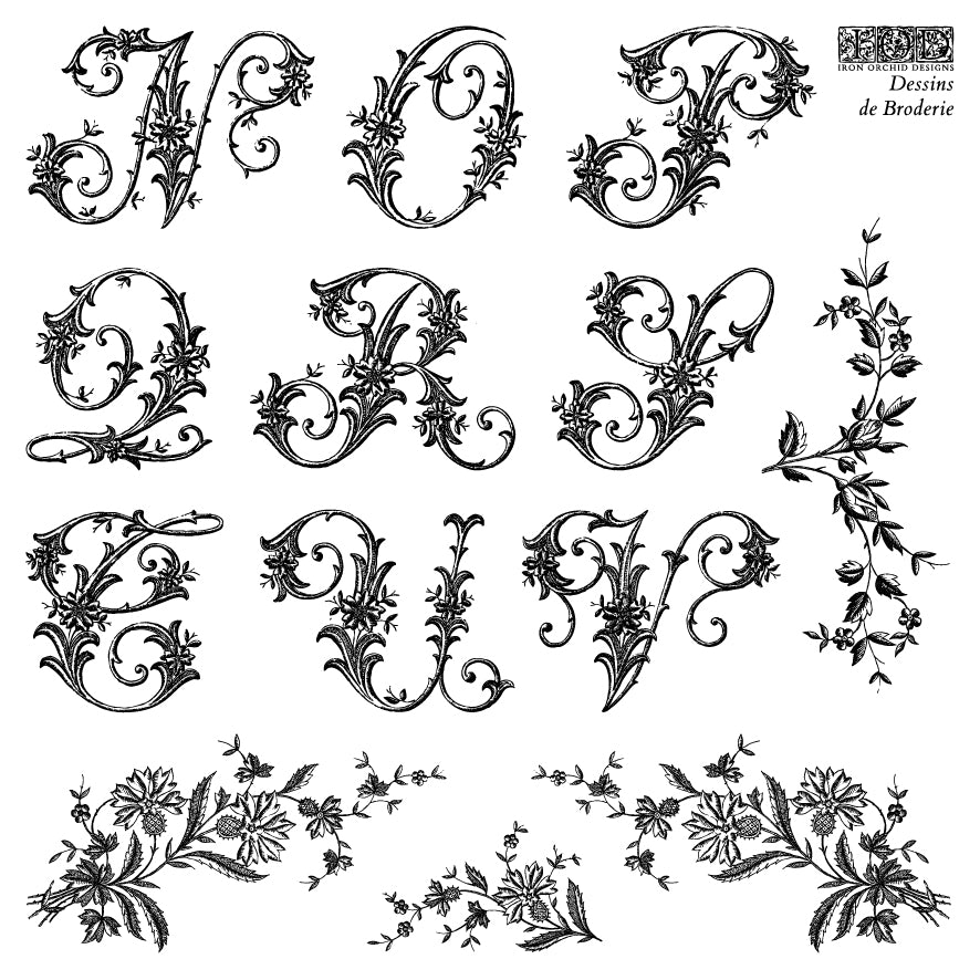 Dessins de Broderie IOD stamp 4 sheets 6 X 6 - by Iron Orchid Designs