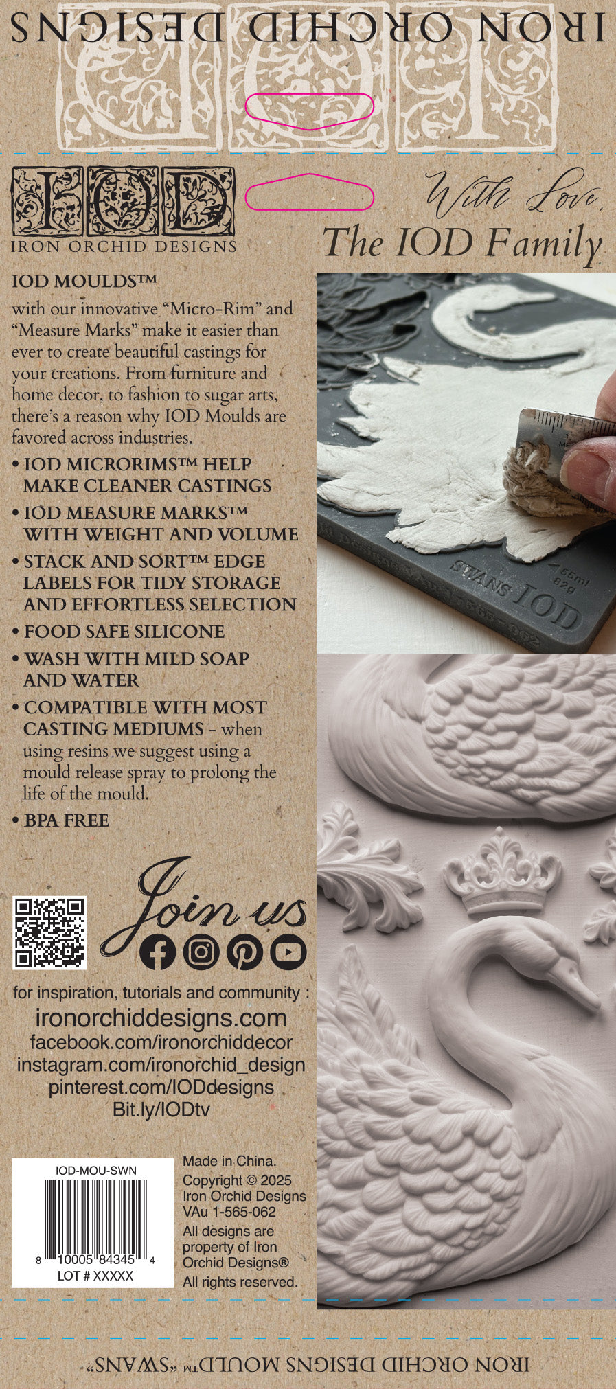 Swans IOD décor mould 6 x 10 - by Iron Orchid Designs - New Release