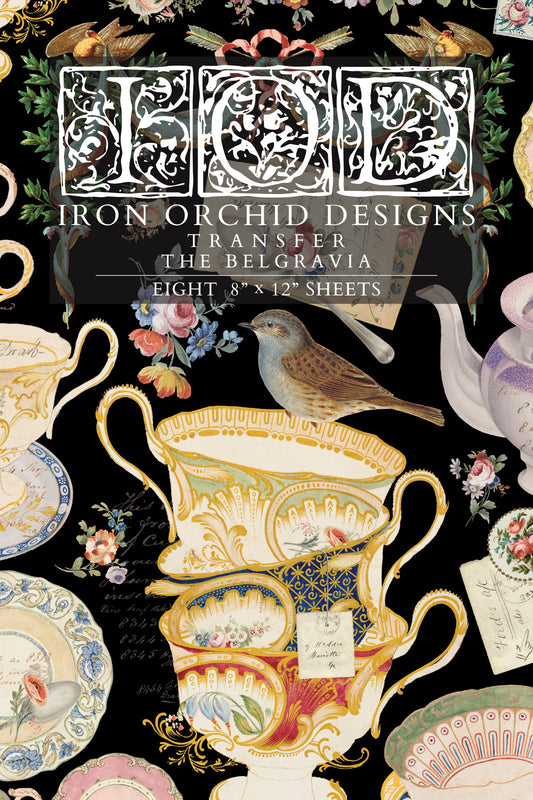 The Belgravia IOD Transfer Pad with (8) 8 x 12 Sheets by Iron Orchid Designs Rub-On Furniture Transfer Decal - New Release