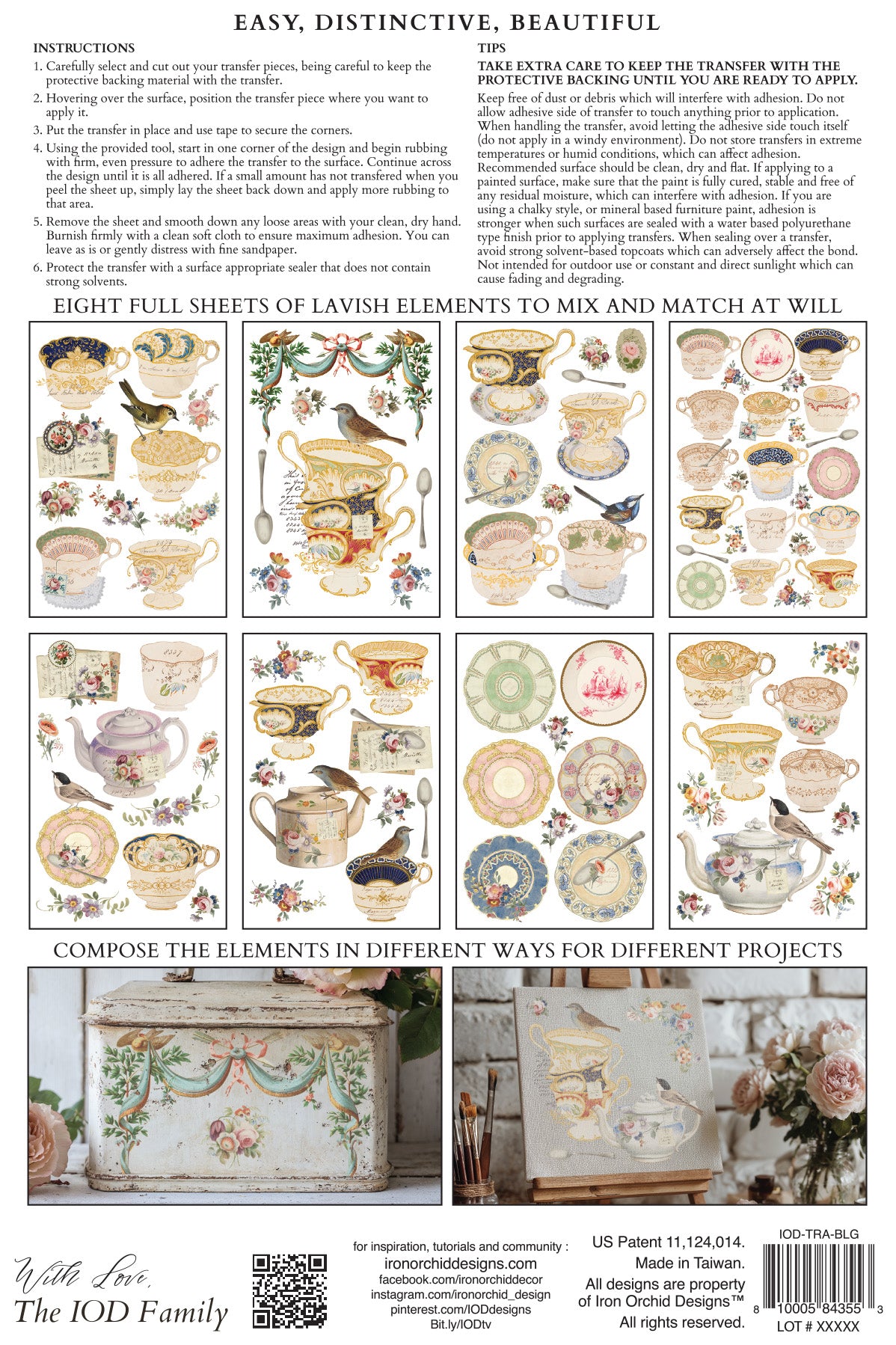 The Belgravia IOD Transfer Pad with (8) 8 x 12 Sheets by Iron Orchid Designs Rub-On Furniture Transfer Decal - New Release