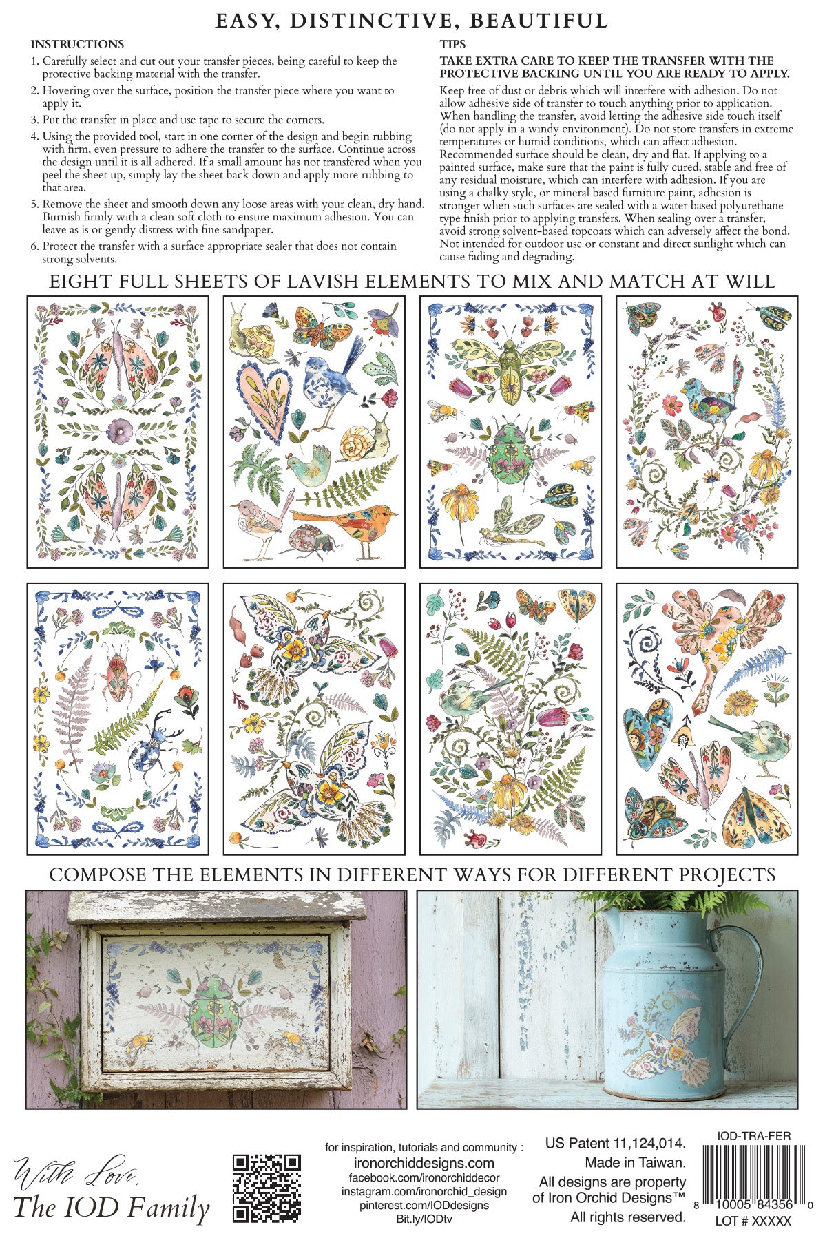 Fern Fables IOD Transfer Pad with (8) 8 x 12 Sheets by Iron Orchid Designs Rub-On Furniture Transfer Decal - New Release