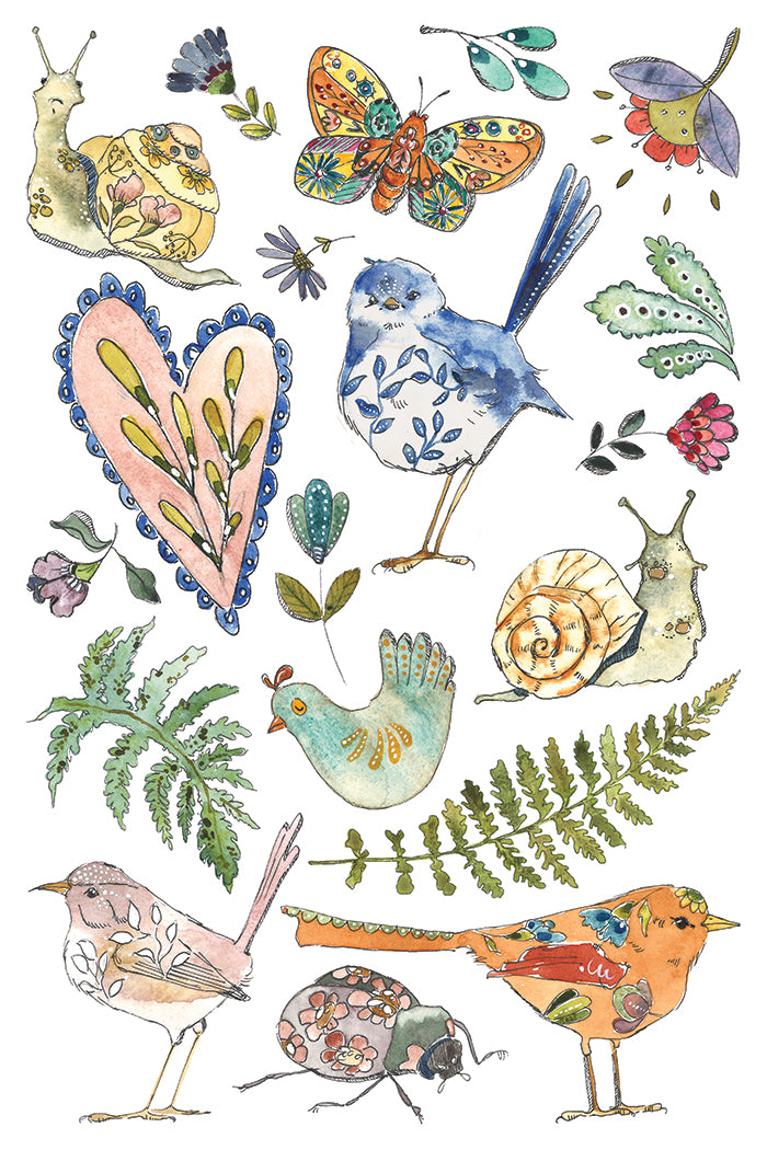 Fern Fables IOD Transfer Pad with (8) 8 x 12 Sheets by Iron Orchid Designs Rub-On Furniture Transfer Decal - New Release