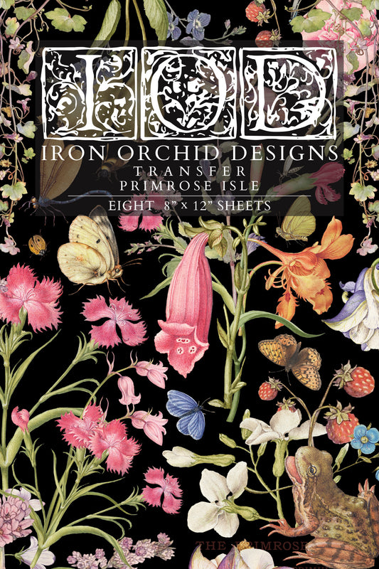 Primrose Isle IOD Transfer Pad with (8) 8 x 12 Sheets by Iron Orchid Designs Rub-On Furniture Transfer Decal - New Release