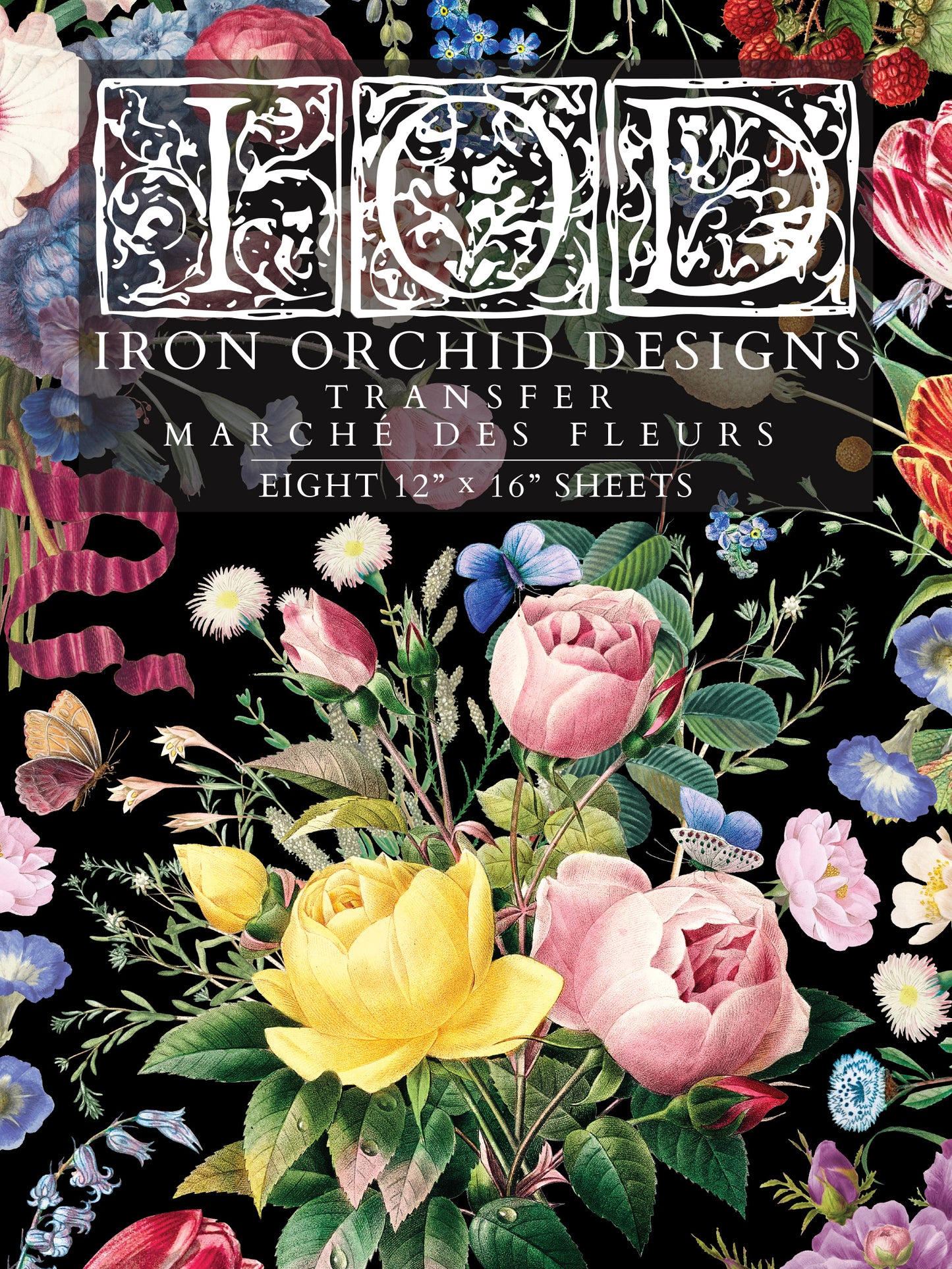 Marché des Fleurs IOD Transfer Pad with (8) 12 X 16 Sheets by Iron Orchid Designs Rub-On Furniture Transfer Decal