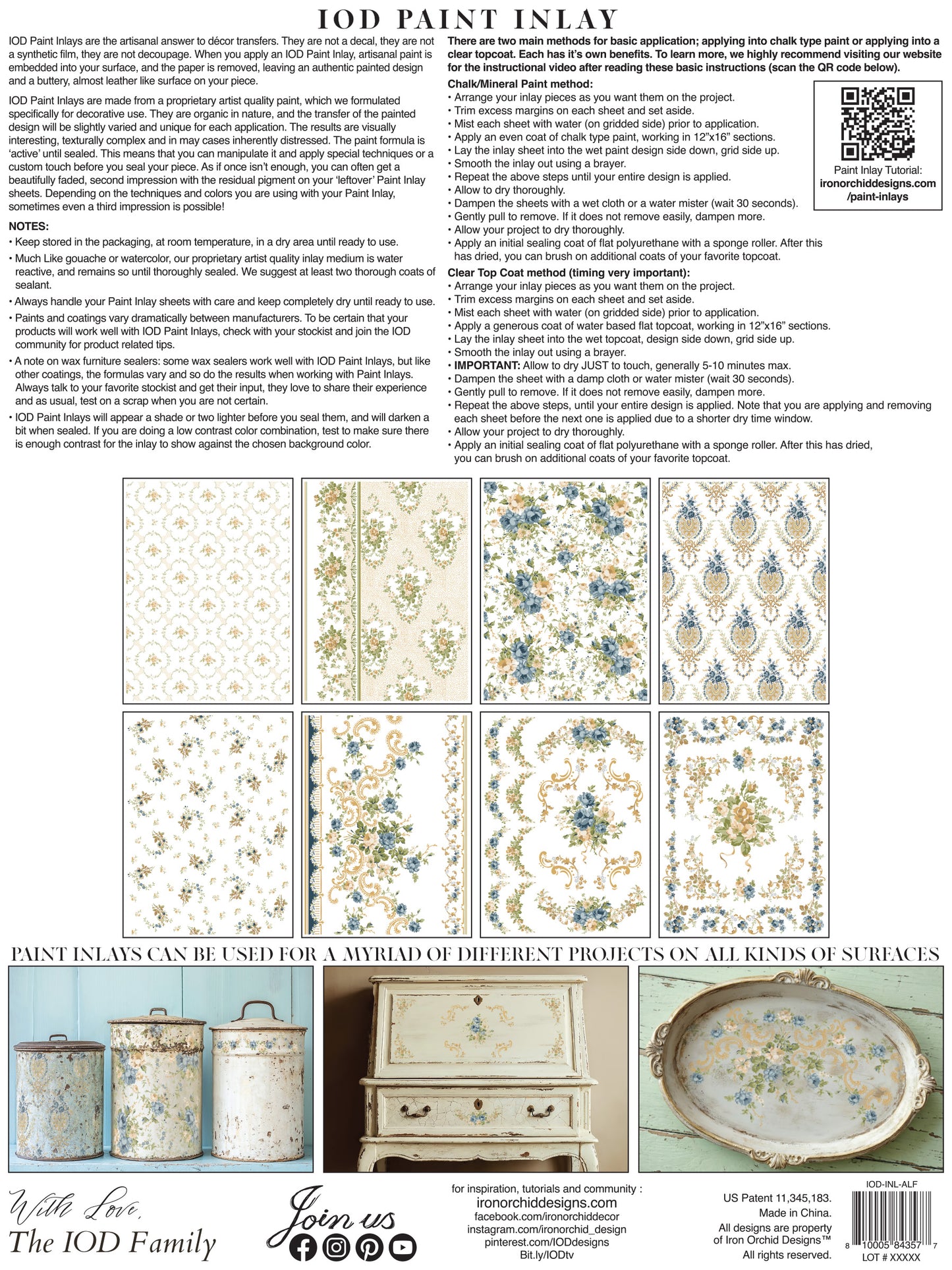 Alfred Peats & Co IOD Paint Inlay by Iron Orchid Design (8) 12 X 16 Sheets Limited Release