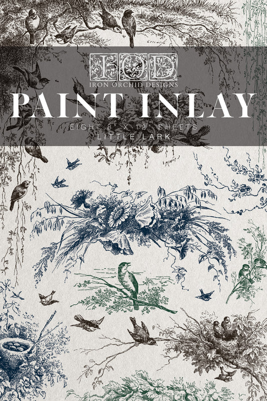 Little Lark IOD Paint Inlay by Iron Orchid Design (8) 8 X 12 Sheets Limited Release