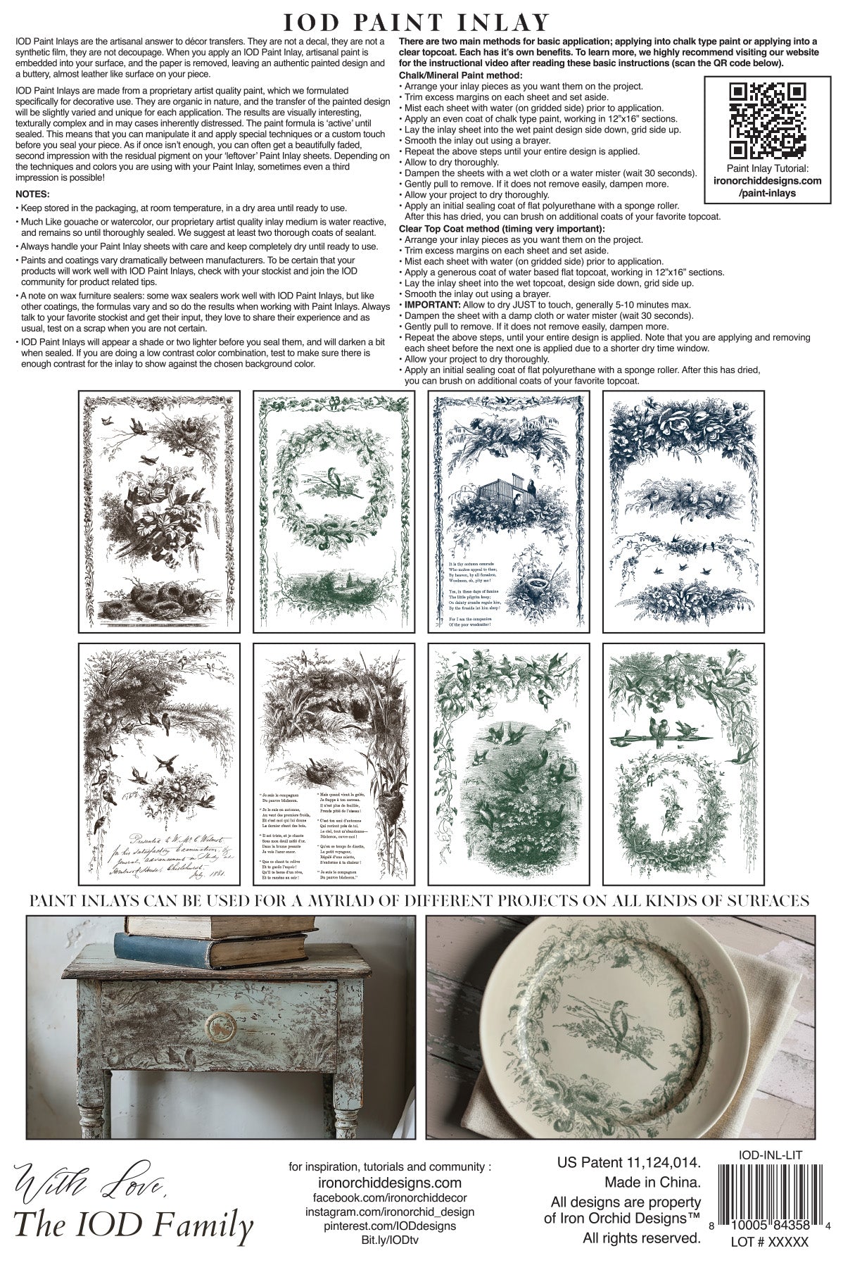 Little Lark IOD Paint Inlay by Iron Orchid Design (8) 8 X 12 Sheets Limited Release