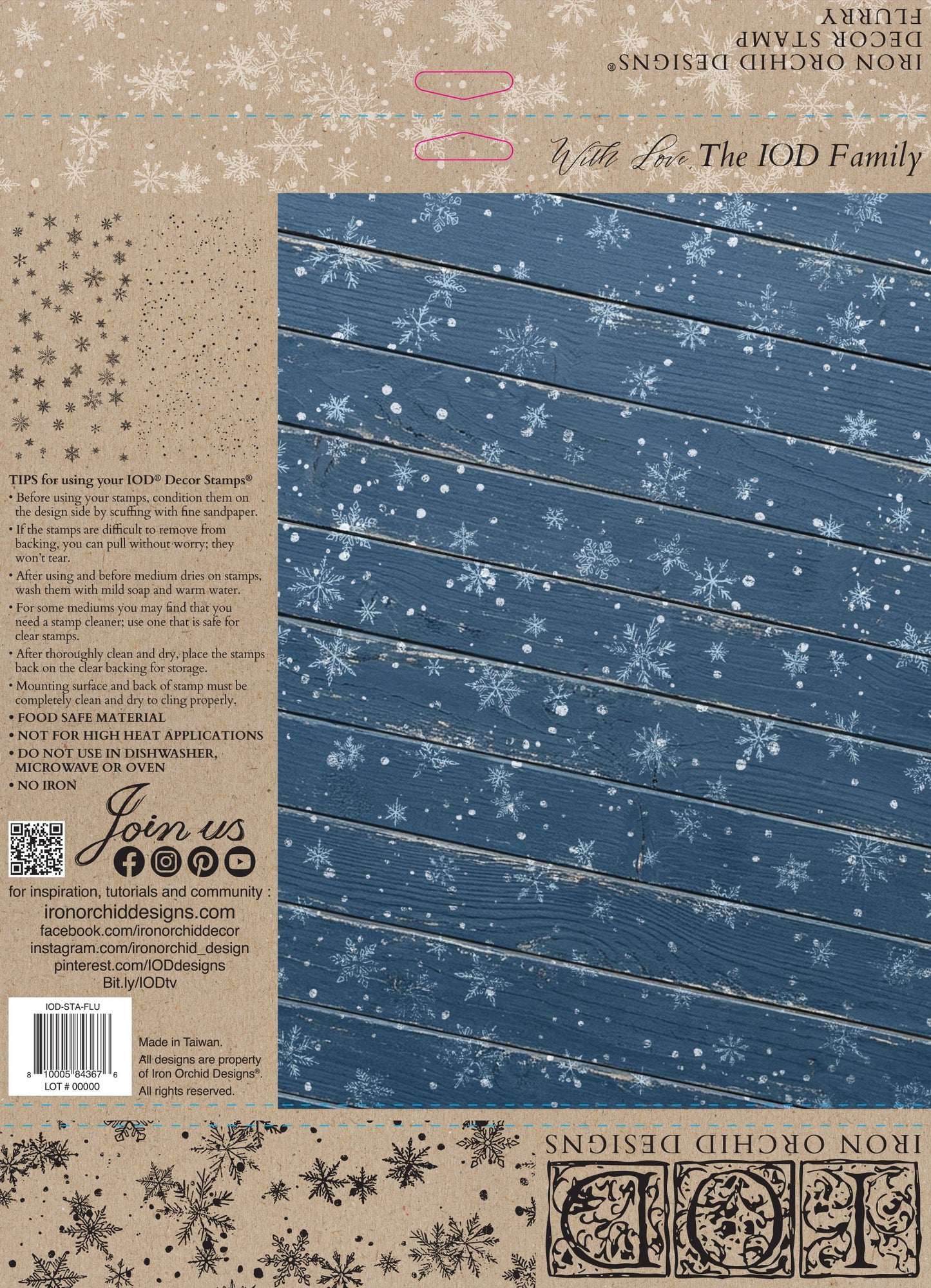 Flurry 12 x 12 IOD stamp - by Iron Orchid Designs - 2026 Limited Holiday Release