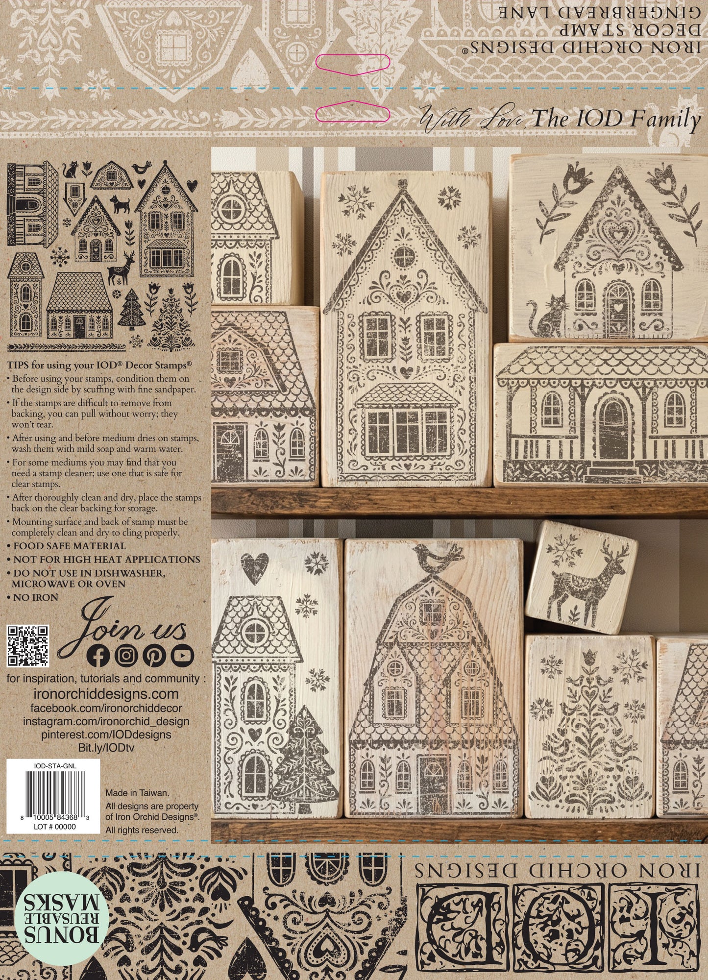 Gingerbread Lane 12 x 12 IOD stamp - by Iron Orchid Designs - 2026 Limited Holiday Release