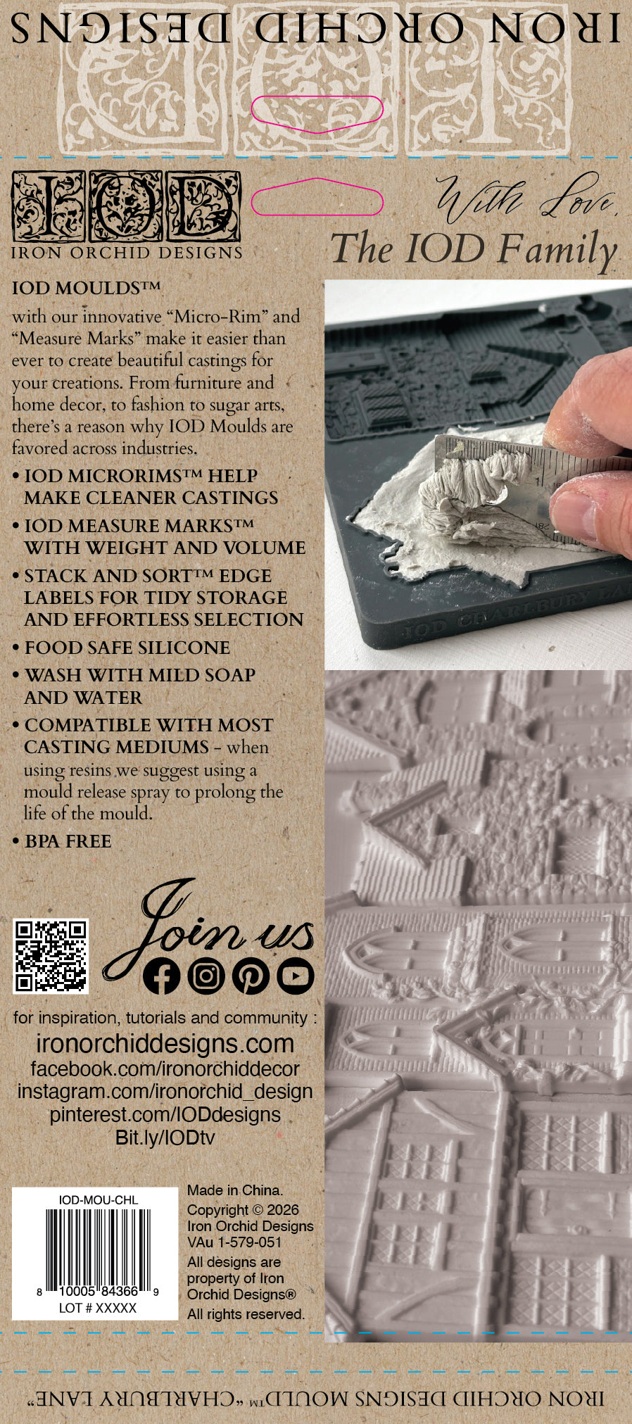 Charlbury Lane IOD décor mould 6 x 10 - by Iron Orchid Designs - New Release