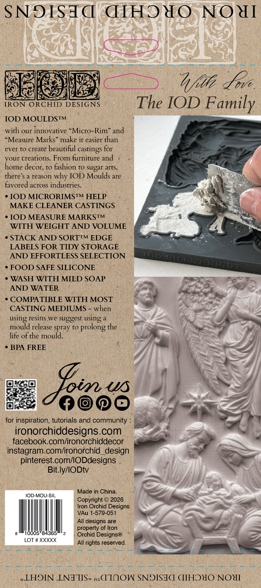 Silent Night IOD décor mould 6 x 10 - by Iron Orchid Designs - 2026 Limited Holiday Release