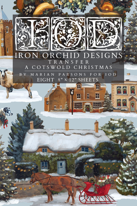 A Cotswold Christmas IOD Transfer Pad with (8) 8 x 12 Sheets by Iron Orchid Designs Rub-On Transfer Decal - 2026 Limited Holiday Release