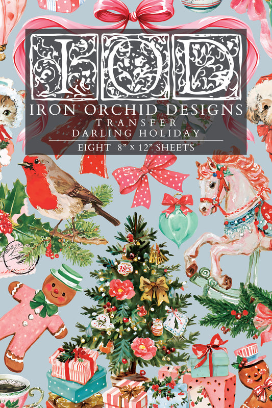 Darling Holiday IOD Transfer Pad with (8) 8 x 12 Sheets by Iron Orchid Designs Rub-On Transfer Decal - 2026 Limited Holiday Release