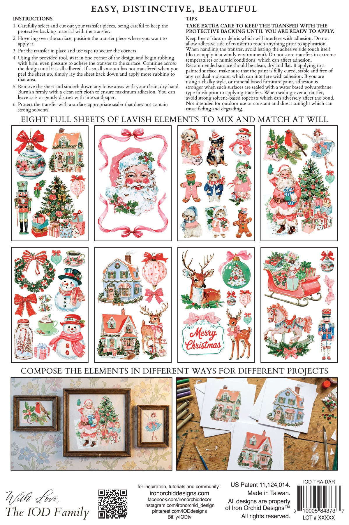 Darling Holiday IOD Transfer Pad with (8) 8 x 12 Sheets by Iron Orchid Designs Rub-On Transfer Decal - 2026 Limited Holiday Release