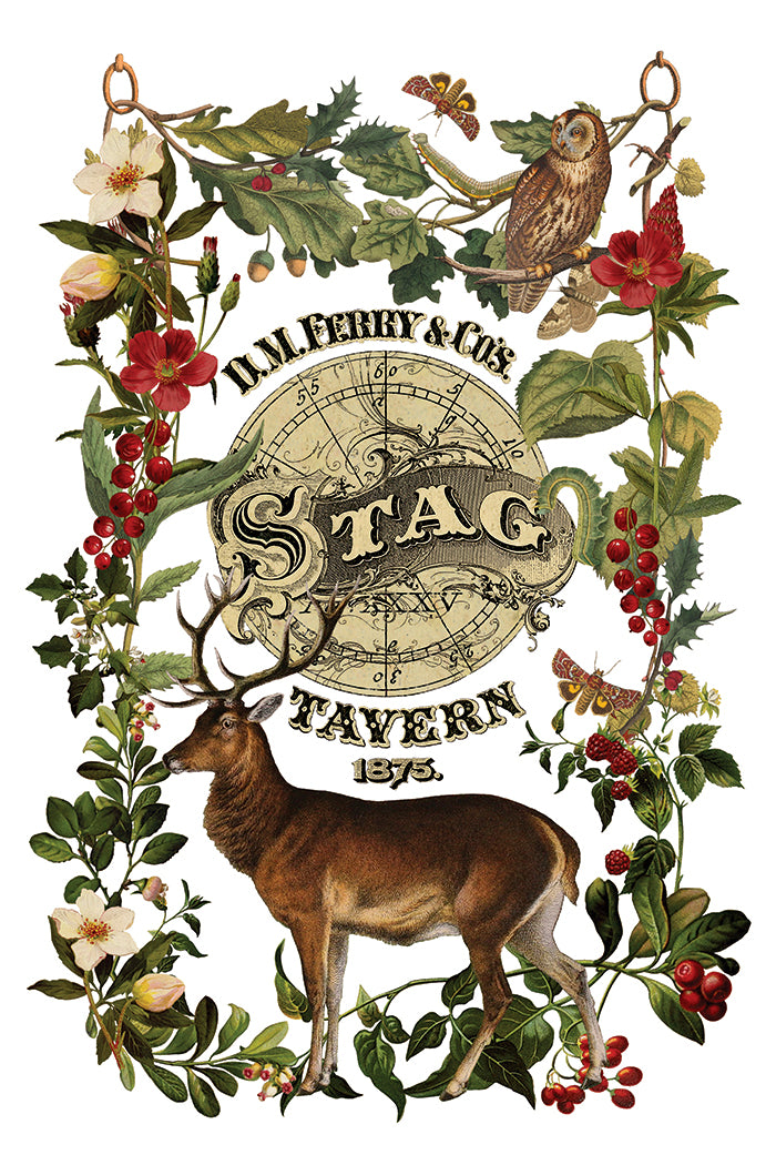 Stag Tavern IOD Transfer Pad with (8) 8 x 12 Sheets by Iron Orchid Designs Rub-On Furniture Transfer Decal - 2026 Limited Holiday Release