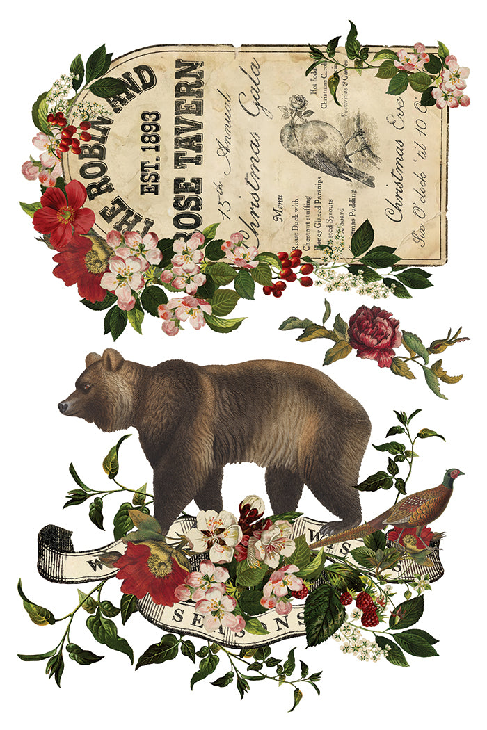 Stag Tavern IOD Transfer Pad with (8) 8 x 12 Sheets by Iron Orchid Designs Rub-On Furniture Transfer Decal - 2026 Limited Holiday Release
