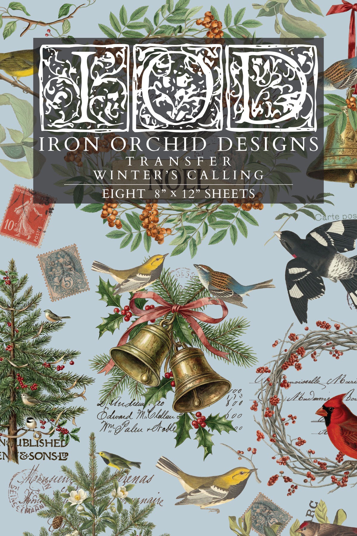 Winter's Calling IOD Transfer Pad with (8) 8 x 12 Sheets by Iron Orchid Designs Rub-On Transfer Decal - 2026 Limited Holiday Release