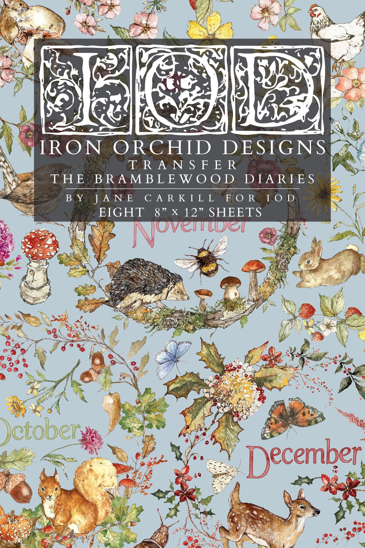 The Bramblewood Diaries IOD Transfer Pad (8) 8 x 12 Sheets by Iron Orchid Designs Rub-On Transfer Decal - 2026 Limited Holiday Release