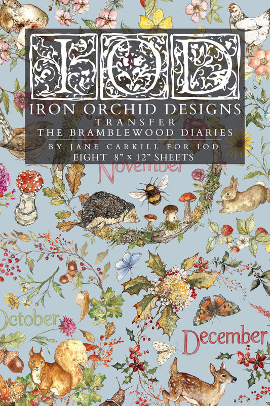 The Bramblewood Diaries IOD Transfer Pad (8) 8 x 12 Sheets by Iron Orchid Designs Rub-On Transfer Decal - 2026 Limited Holiday Release