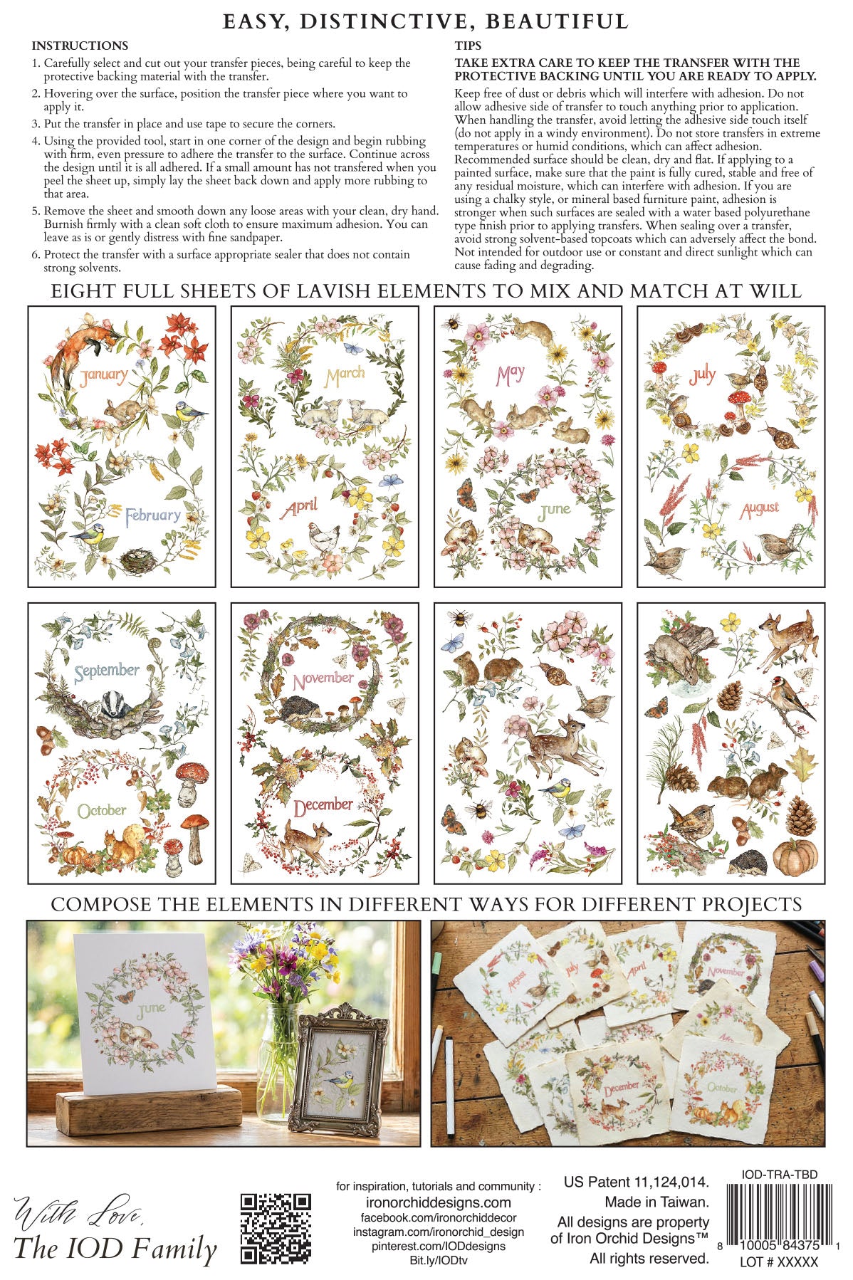 The Bramblewood Diaries IOD Transfer Pad (8) 8 x 12 Sheets by Iron Orchid Designs Rub-On Transfer Decal - 2026 Limited Holiday Release