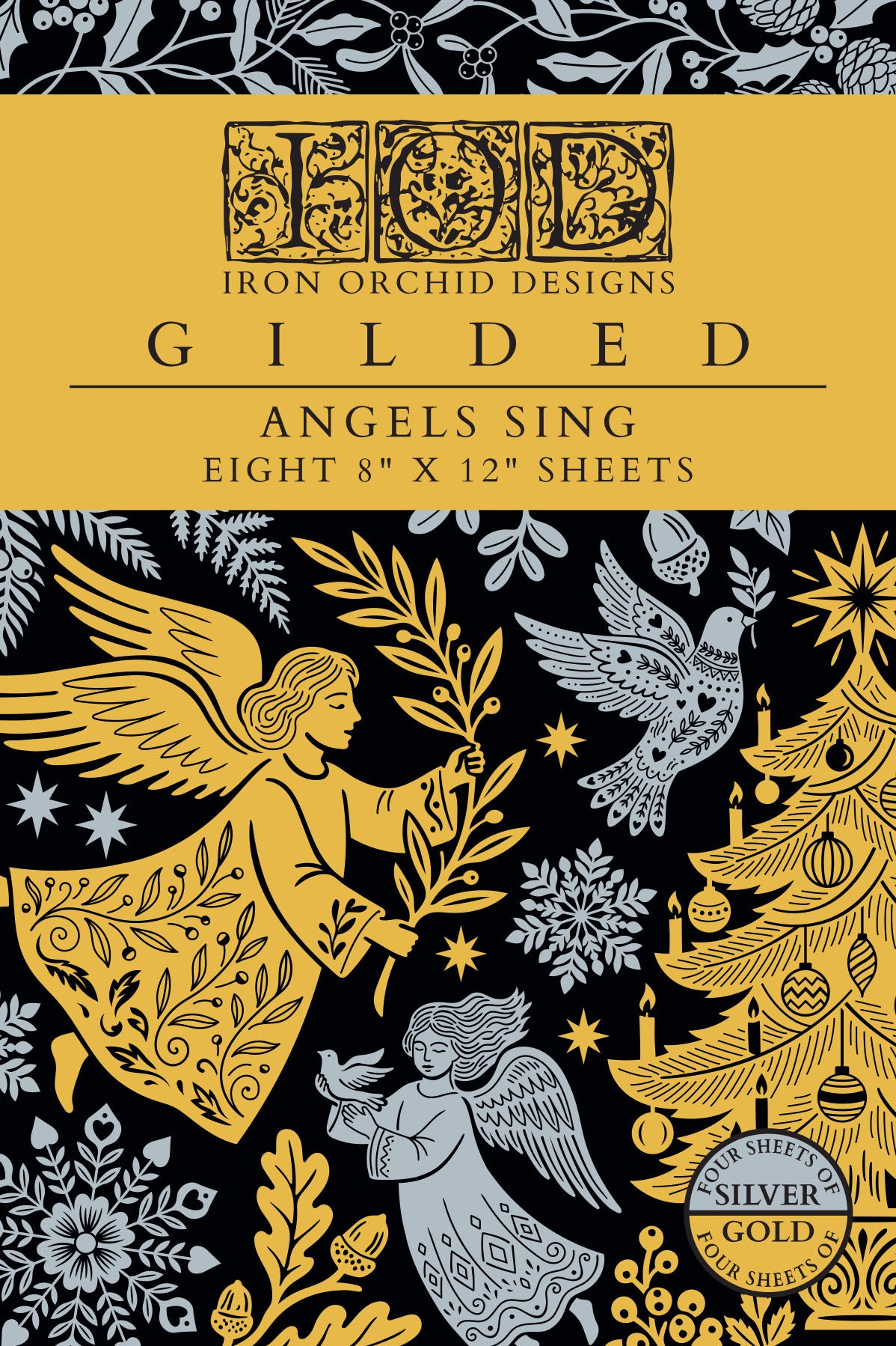 Angels Sing IOD Foil Transfer Pad (8) 8 x 12 Sheets by Iron Orchid Designs Rub-On Furniture Transfer Decal 2026 Limited Holiday Release