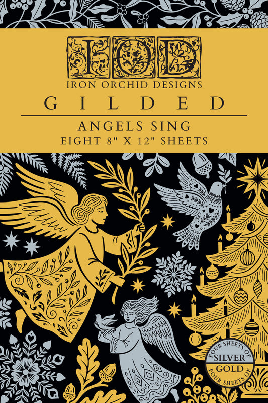 Angels Sing IOD Foil Transfer Pad (8) 8 x 12 Sheets by Iron Orchid Designs Rub-On Furniture Transfer Decal 2026 Limited Holiday Release