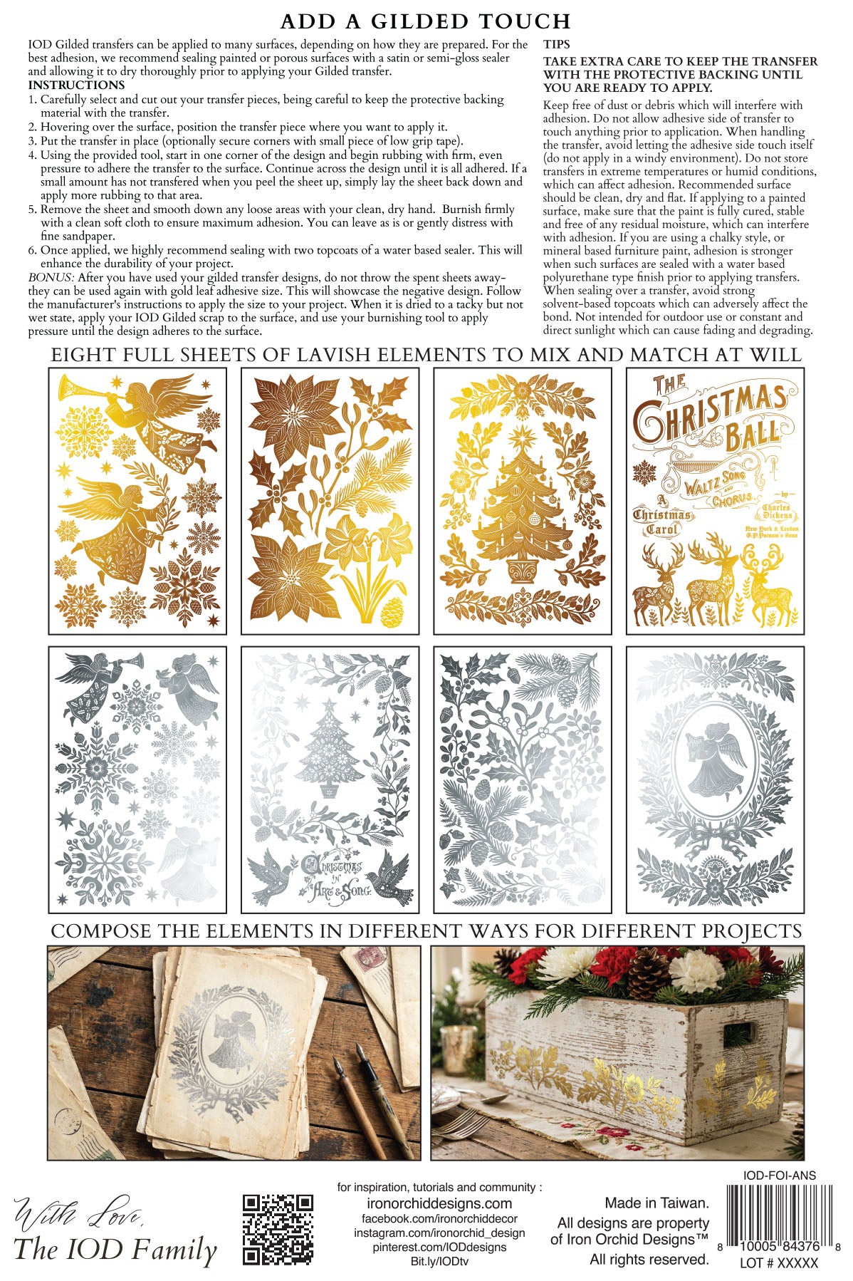 Angels Sing IOD Foil Transfer Pad (8) 8 x 12 Sheets by Iron Orchid Designs Rub-On Furniture Transfer Decal 2026 Limited Holiday Release