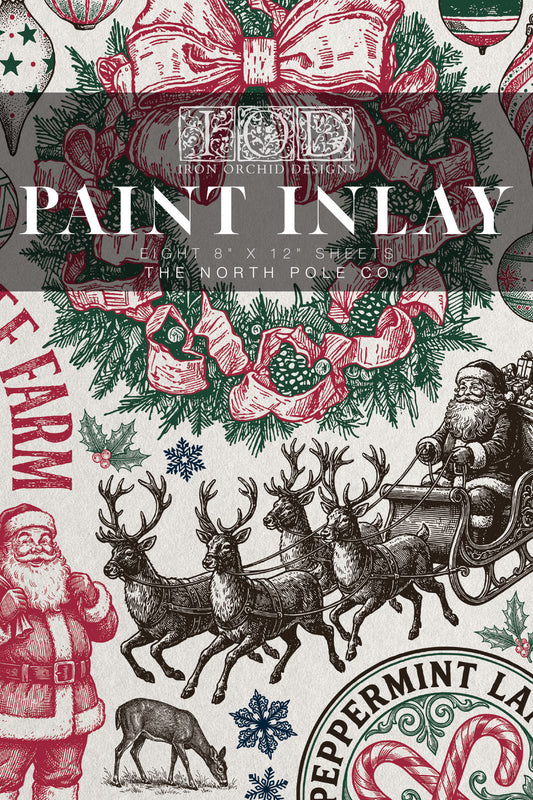 The North Pole Co IOD Paint Inlay by Iron Orchid Design (8) 8 X 12 Sheets - 2026 Limited Holiday Release