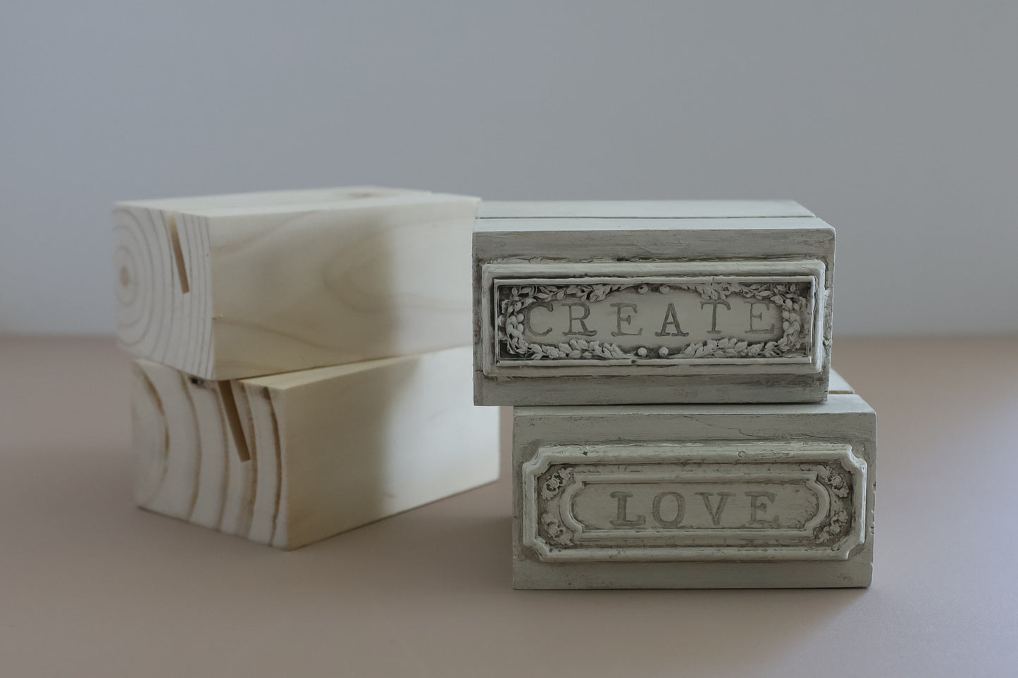 Wood Block Stands by Iron Orchid Designs Pack of 2 | 2" H × 4" W × 3" D