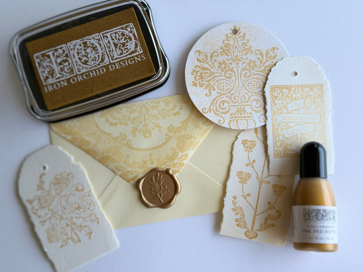 Gold Shimmer IOD Decor Ink Pad - Pre-fillled - Iron Orchid Design - New Release