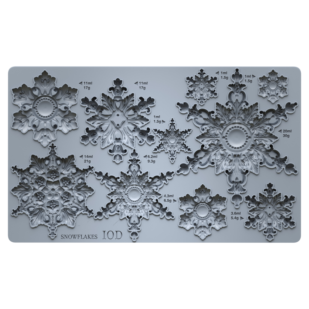 Snowflakes IOD decor mould 6 x 10 - by Iron Orchid Designs - 2026 Limited Holiday Release