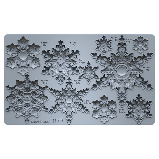 Snowflakes IOD decor mould 6 x 10 - by Iron Orchid Designs - 2026 Limited Holiday Release
