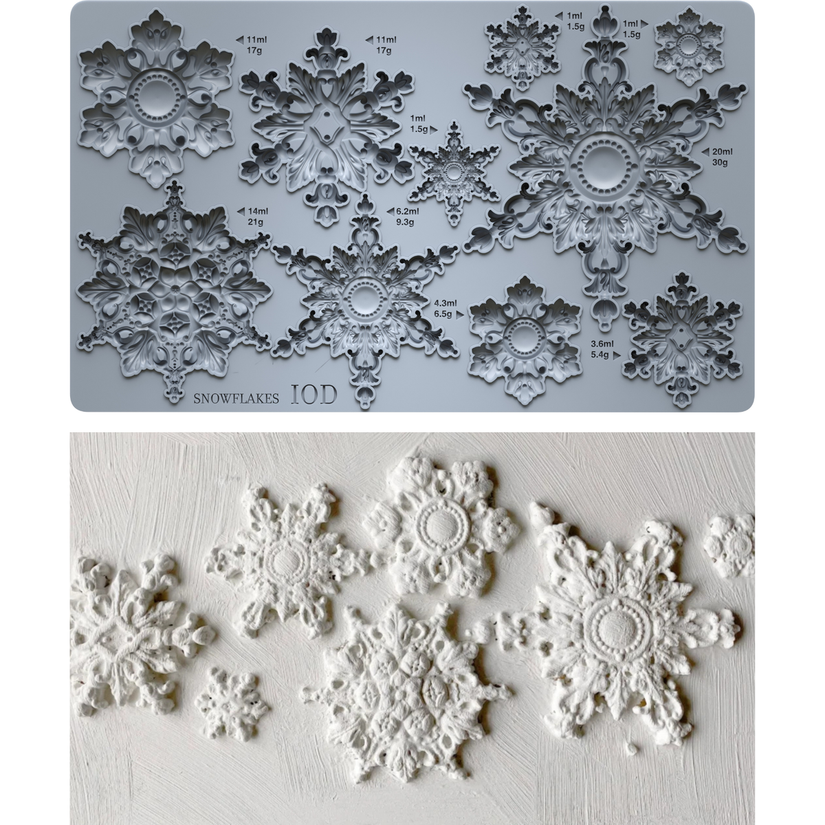 Snowflakes IOD decor mould 6 x 10 - by Iron Orchid Designs - 2026 Limited Holiday Release
