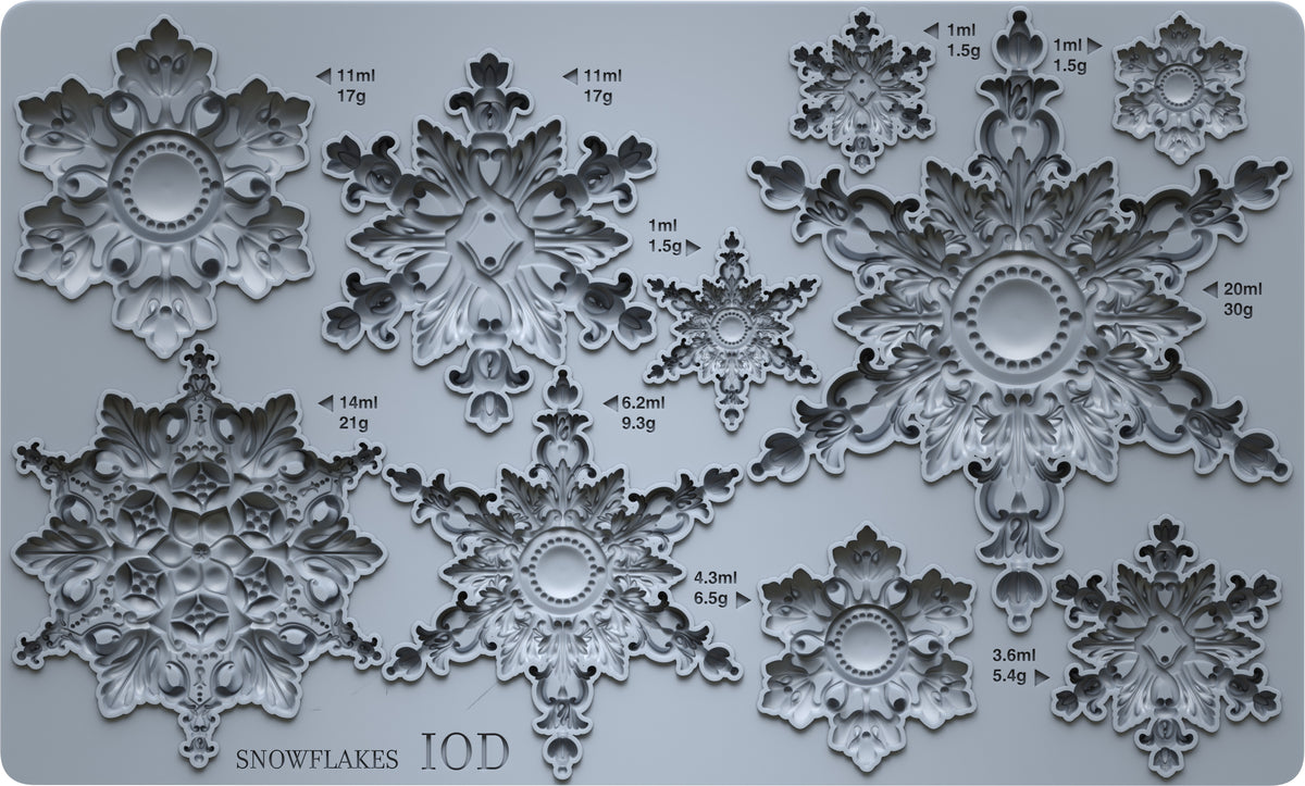 Snowflakes IOD decor mould 6 x 10 - by Iron Orchid Designs - 2026 Limited Holiday Release