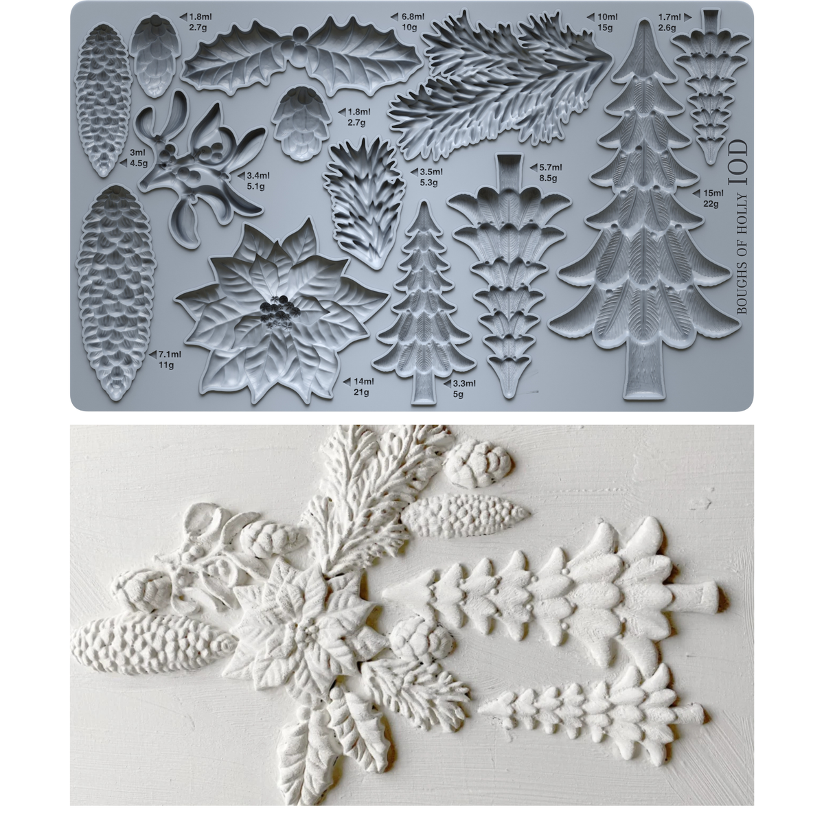 Boughs of Holly IOD decor mould 6 x 10 - by Iron Orchid Designs - 2026 Limited Holiday Release