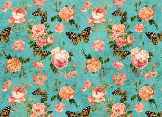 Roycycled Decoupage Paper | Patina Roses 20" x 30" Sheet