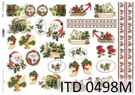 Christmas Paper ITD Decoupage Paper | Size A4 | 8.27x11.7 in | D0498M