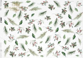 Christmas flower arrangements holly ITD Decoupage Rice Paper | Size A3 | 16.5inch x 11.7inch| R0333L