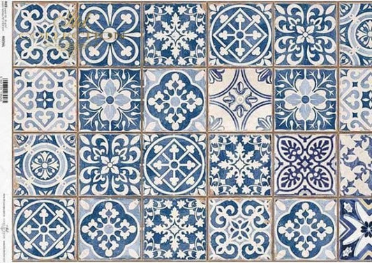 Mosaic Blue ITD Decoupage Rice Paper | Size A3 | 16.5inch x 11.7inch| R0237L