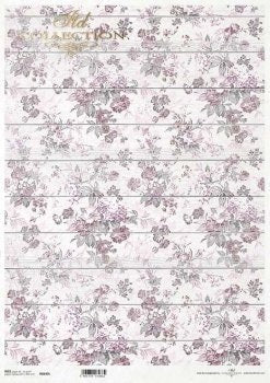 Pink flower wallpaper motif on boards ITD Decoupage Rice Paper | Size A3 | 16.5inch x 11.7inch | R0840L