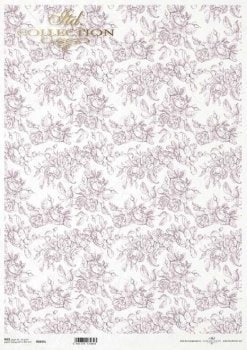 Pink flower wallpaper motif ITD Decoupage Rice Paper | Size A3 | 16.5inch x 11.7inch | R0835L