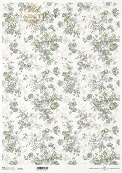 Green flower wallpaper motif ITD Decoupage Rice Paper | Size A3 | 16.5inch x 11.7inch | R0836L