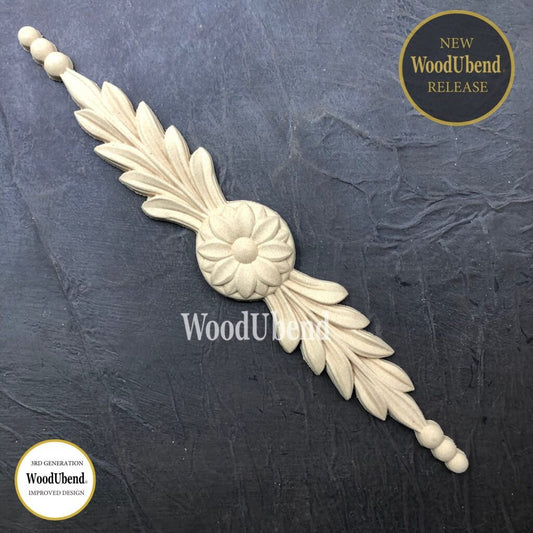 WoodUBend Pack Of Two Floral Pediments WUB6021 (1.77×10.43in)