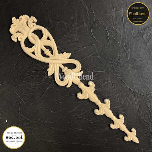 WoodUBend Pack Of Two Appliques Scroll And Floral Drops WUB2144 (13.77×2.48×0.19in)