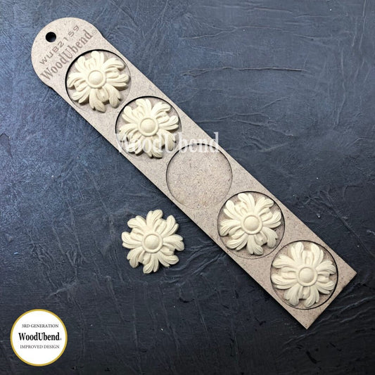 WoodUBend Pack Of Five Four Petal Flowers WUB2159 (1.96×1.96in)