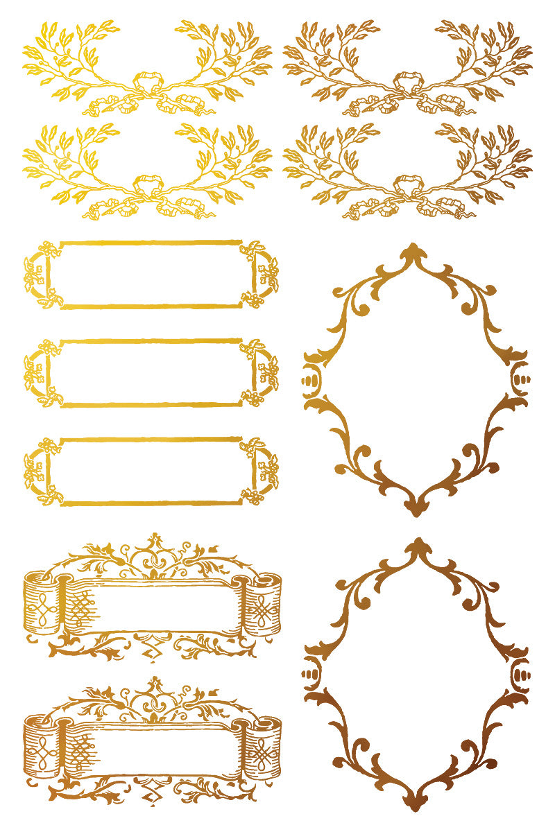 Petits Ornements IOD Gold Foil Transfer Pad with (8) 8 x 12 Sheets by Iron Orchid Designs Rub-On Furniture Transfer Decal - New Release