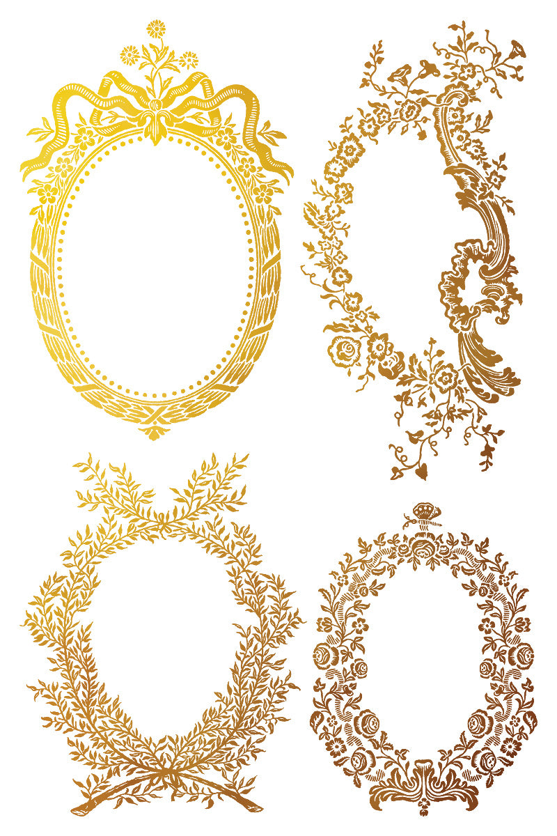 Petits Ornements IOD Gold Foil Transfer Pad with (8) 8 x 12 Sheets by Iron Orchid Designs Rub-On Furniture Transfer Decal - New Release