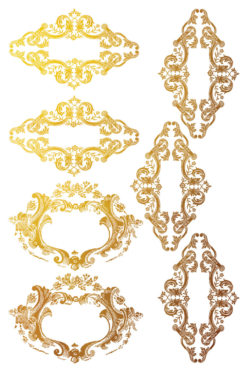 Petits Ornements IOD Gold Foil Transfer Pad with (8) 8 x 12 Sheets by Iron Orchid Designs Rub-On Furniture Transfer Decal - New Release