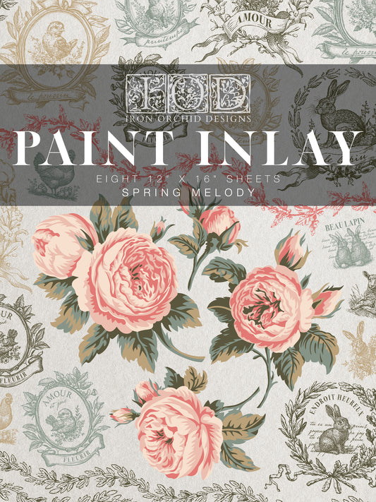 Spring Melody IOD Paint Inlay by Iron Orchid Design (8) 12 X 16 Sheets - Limited Release