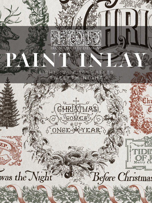 Twelfth Night IOD Paint Inlay by Iron Orchid Design (8) 12 X 16 Sheets - 2025 Limited Holiday Release